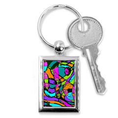 Abstract Art Squiggly Loops Multicolored Key Chains (rectangle)  by EDDArt