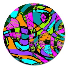 Abstract Art Squiggly Loops Multicolored Magnet 5  (round) by EDDArt