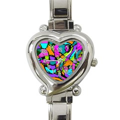 Abstract Art Squiggly Loops Multicolored Heart Italian Charm Watch by EDDArt