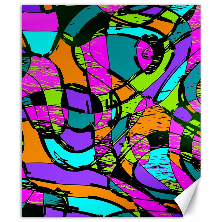 Abstract Art Squiggly Loops Multicolored Canvas 8  x 10 