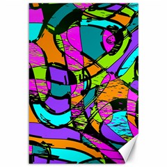 Abstract Art Squiggly Loops Multicolored Canvas 12  X 18   by EDDArt