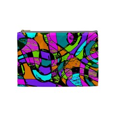 Abstract Art Squiggly Loops Multicolored Cosmetic Bag (medium)  by EDDArt