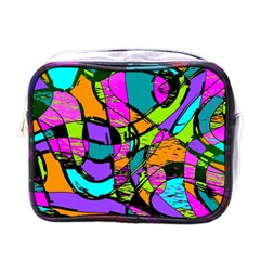 Abstract Art Squiggly Loops Multicolored Mini Toiletries Bags by EDDArt