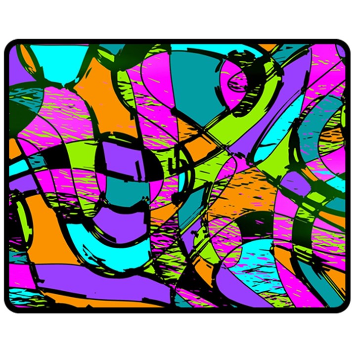 Abstract Art Squiggly Loops Multicolored Fleece Blanket (Medium) 