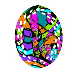 Abstract Art Squiggly Loops Multicolored Oval Filigree Ornament (two Sides) by EDDArt