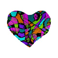 Abstract Art Squiggly Loops Multicolored Standard 16  Premium Heart Shape Cushions by EDDArt