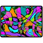 Abstract Art Squiggly Loops Multicolored Double Sided Fleece Blanket (Large)  80 x60  Blanket Back