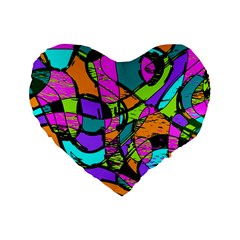 Abstract Art Squiggly Loops Multicolored Standard 16  Premium Flano Heart Shape Cushions by EDDArt