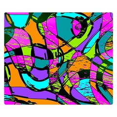 Abstract Art Squiggly Loops Multicolored Double Sided Flano Blanket (small)  by EDDArt