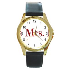 Future Mrs  Moore Round Gold Metal Watch