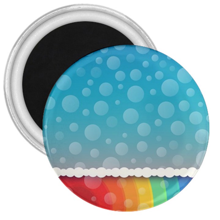 Rainbow Background Border Colorful 3  Magnets