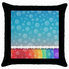 Rainbow Background Border Colorful Throw Pillow Case (black) by Amaryn4rt