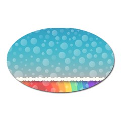 Rainbow Background Border Colorful Oval Magnet by Amaryn4rt