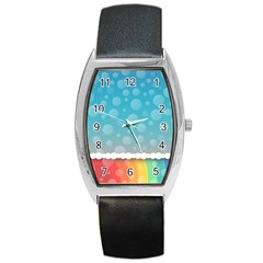 Rainbow Background Border Colorful Barrel Style Metal Watch by Amaryn4rt