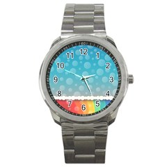 Rainbow Background Border Colorful Sport Metal Watch by Amaryn4rt