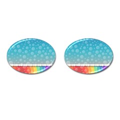 Rainbow Background Border Colorful Cufflinks (oval) by Amaryn4rt