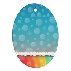 Rainbow Background Border Colorful Oval Ornament (two Sides) by Amaryn4rt