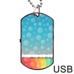 Rainbow Background Border Colorful Dog Tag Usb Flash (one Side) by Amaryn4rt