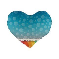 Rainbow Background Border Colorful Standard 16  Premium Heart Shape Cushions by Amaryn4rt