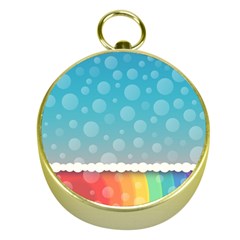 Rainbow Background Border Colorful Gold Compasses by Amaryn4rt