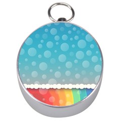 Rainbow Background Border Colorful Silver Compasses by Amaryn4rt