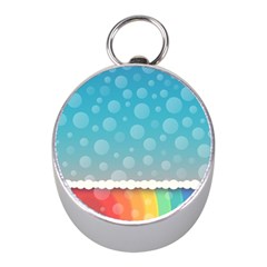 Rainbow Background Border Colorful Mini Silver Compasses by Amaryn4rt