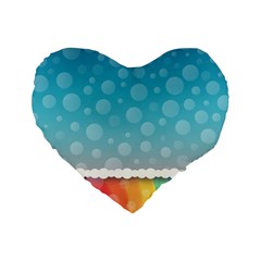 Rainbow Background Border Colorful Standard 16  Premium Flano Heart Shape Cushions by Amaryn4rt