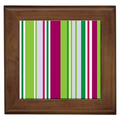 Beautiful Multi Colored Bright Stripes Pattern Wallpaper Background Framed Tiles