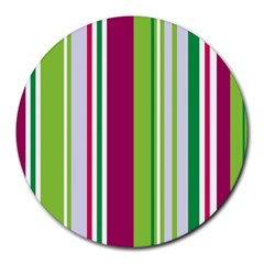 Beautiful Multi Colored Bright Stripes Pattern Wallpaper Background Round Mousepads by Amaryn4rt