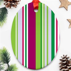 Beautiful Multi Colored Bright Stripes Pattern Wallpaper Background Ornament (oval) by Amaryn4rt