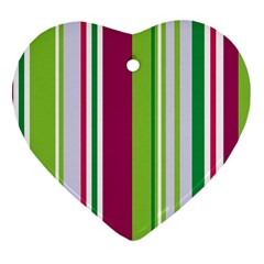 Beautiful Multi Colored Bright Stripes Pattern Wallpaper Background Ornament (Heart)