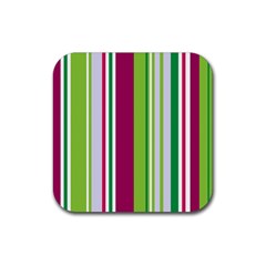 Beautiful Multi Colored Bright Stripes Pattern Wallpaper Background Rubber Coaster (Square) 