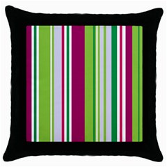 Beautiful Multi Colored Bright Stripes Pattern Wallpaper Background Throw Pillow Case (black) by Amaryn4rt