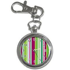 Beautiful Multi Colored Bright Stripes Pattern Wallpaper Background Key Chain Watches