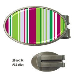 Beautiful Multi Colored Bright Stripes Pattern Wallpaper Background Money Clips (oval)  by Amaryn4rt