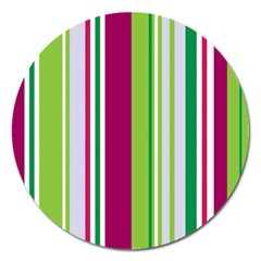 Beautiful Multi Colored Bright Stripes Pattern Wallpaper Background Magnet 5  (Round)