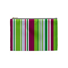 Beautiful Multi Colored Bright Stripes Pattern Wallpaper Background Cosmetic Bag (medium)  by Amaryn4rt