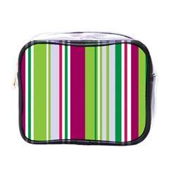 Beautiful Multi Colored Bright Stripes Pattern Wallpaper Background Mini Toiletries Bags by Amaryn4rt