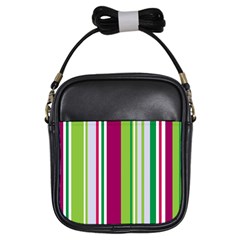 Beautiful Multi Colored Bright Stripes Pattern Wallpaper Background Girls Sling Bags