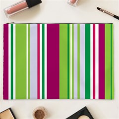 Beautiful Multi Colored Bright Stripes Pattern Wallpaper Background Cosmetic Bag (XXL) 