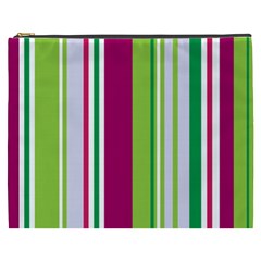 Beautiful Multi Colored Bright Stripes Pattern Wallpaper Background Cosmetic Bag (XXXL) 