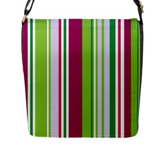 Beautiful Multi Colored Bright Stripes Pattern Wallpaper Background Flap Messenger Bag (L) 