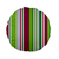 Beautiful Multi Colored Bright Stripes Pattern Wallpaper Background Standard 15  Premium Flano Round Cushions