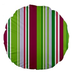 Beautiful Multi Colored Bright Stripes Pattern Wallpaper Background Large 18  Premium Flano Round Cushions