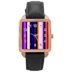 Fun Striped Background Design Pattern Rose Gold Leather Watch  by Amaryn4rt