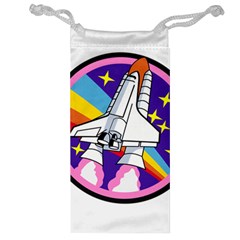 Badge Patch Pink Rainbow Rocket Jewelry Bag by Amaryn4rt