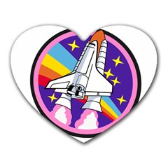 Badge Patch Pink Rainbow Rocket Heart Mousepads by Amaryn4rt