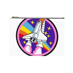 Badge Patch Pink Rainbow Rocket Cosmetic Bag (large)  by Amaryn4rt