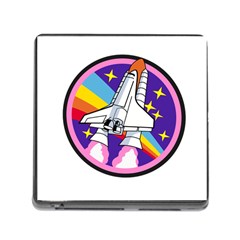 Badge Patch Pink Rainbow Rocket Memory Card Reader (square) by Amaryn4rt