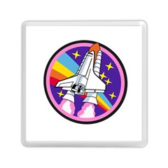 Badge Patch Pink Rainbow Rocket Memory Card Reader (square)  by Amaryn4rt